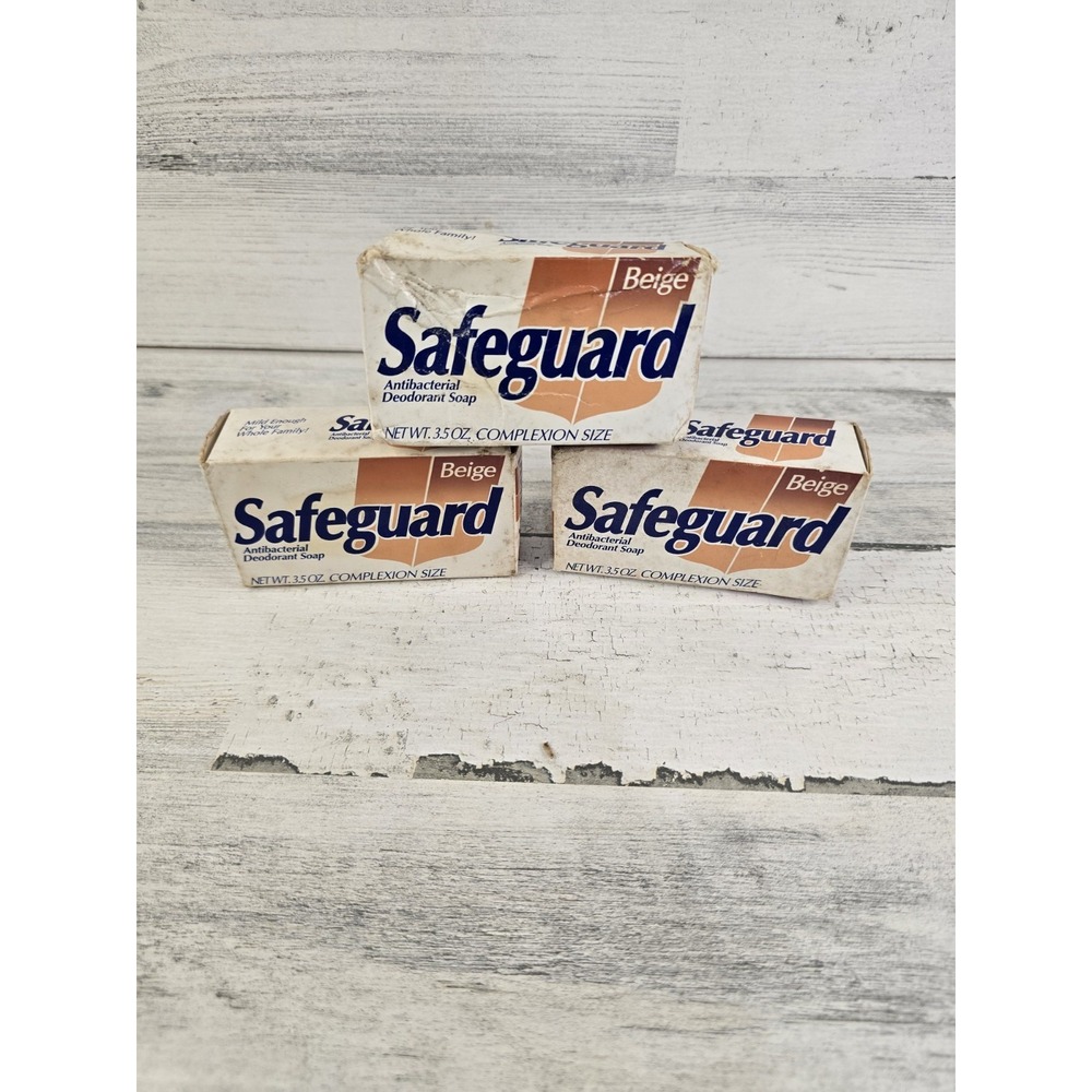 Vintage 1991 Safeguard Antibacterial Deodorant Soap Beige 3.5oz Lot of 3 Bars